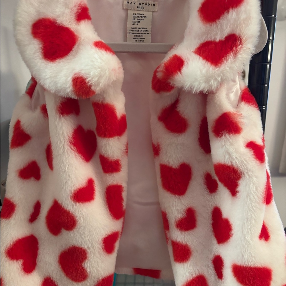 Max Studio Kids Red Heart Faux Fur Vest and shirt